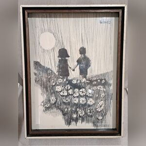 1969 Aldo Luongo Expressionism Lithograph Print Holding Hands Framed